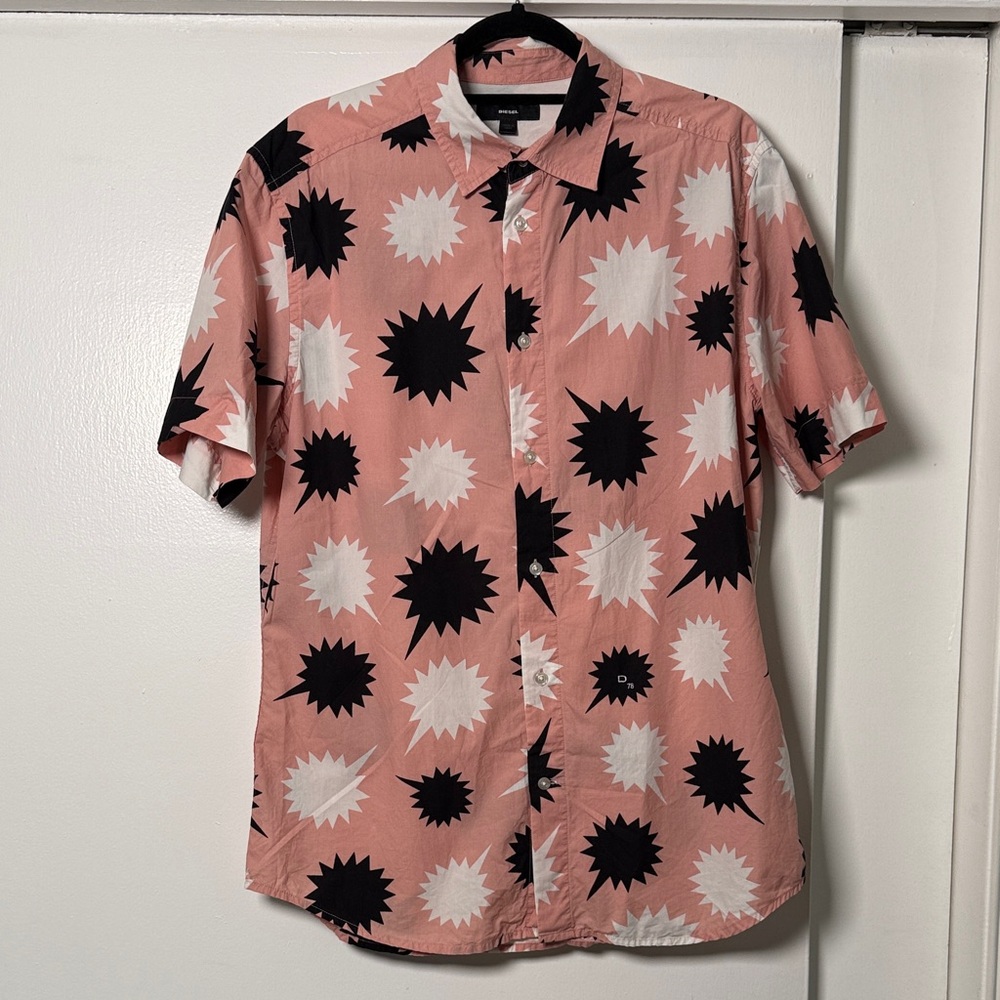 Diesel Pink Starburst Short-Sleeve Button-Down Shirt